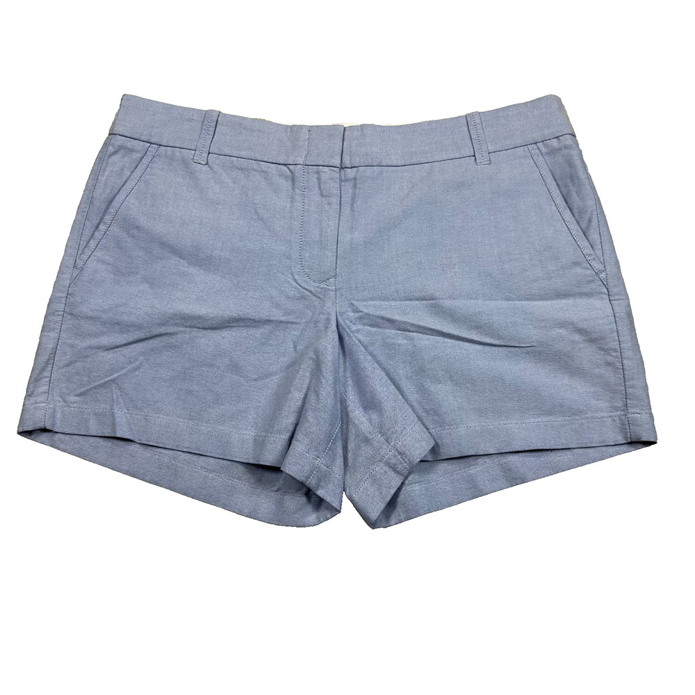 NWT J Crew City Fit Oxford Shorts Womens 12 Light Blue Cotton Chino 5 Inch
